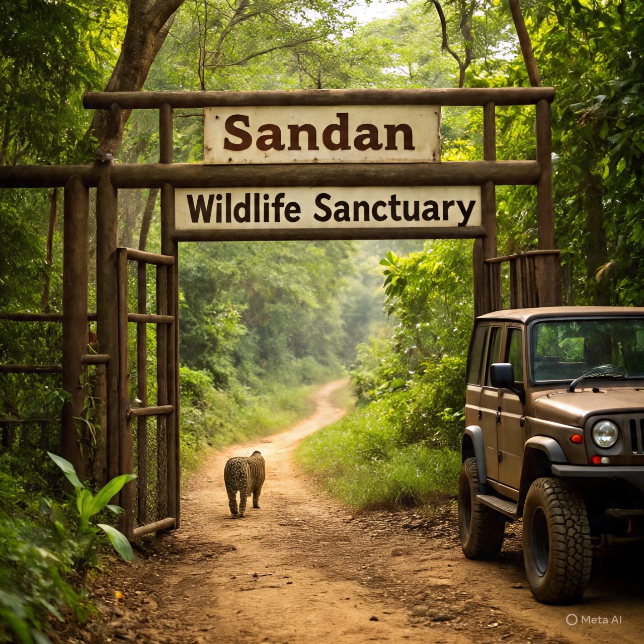 Sandan Wildlife Sanctuary viisting tourist in jeep